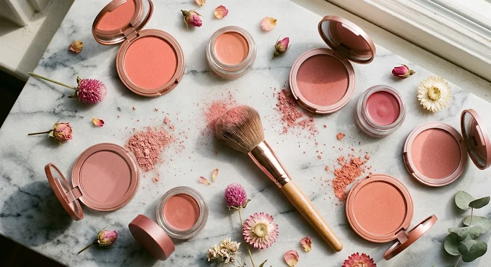Blush viso in polvere e crema con pennello: guida a come scegliere e applicare il fard sulle guance