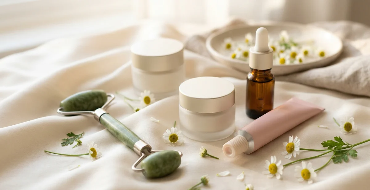 Creme contorno occhi economiche sotto i 20 euro disposte su sfondo chiaro con texture prodotto