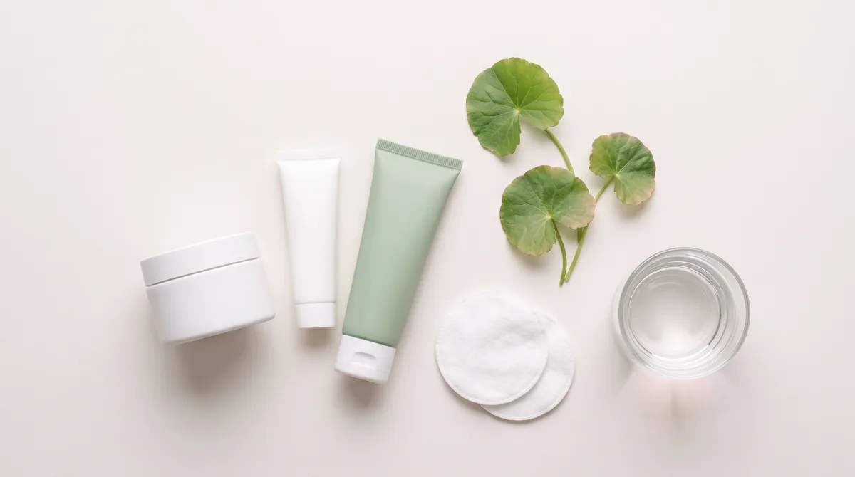 Crema antirossore applicata sulla guancia di una pelle sensibile con rossore diffuso e capillari visibili