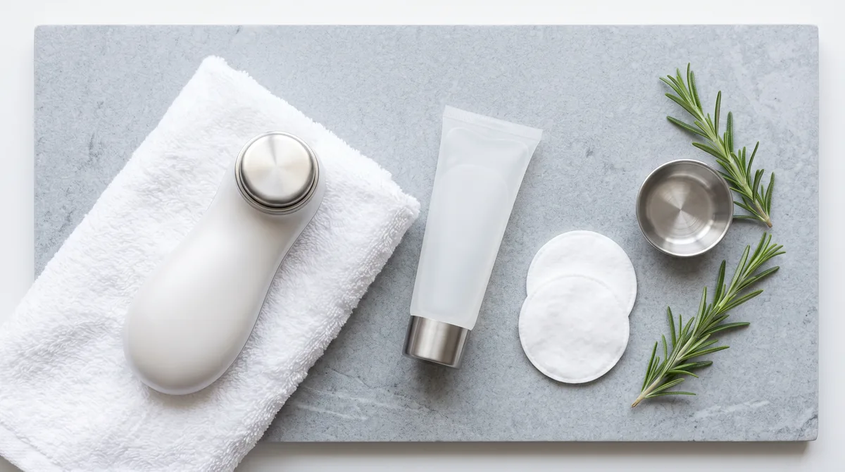 Dispositivo HIFU per il viso da usare a casa appoggiato sullo zigomo durante una seduta anti-età con gel conduttivo