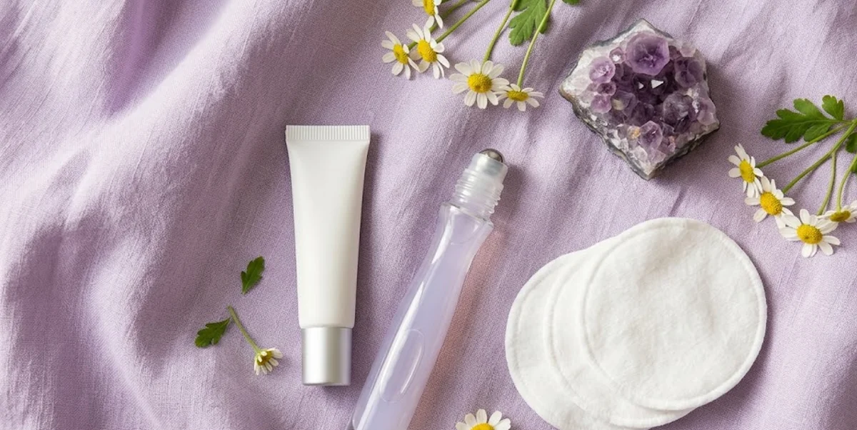 Prodotti delicati contorno occhi su tessuto morbido per pelle sensibile