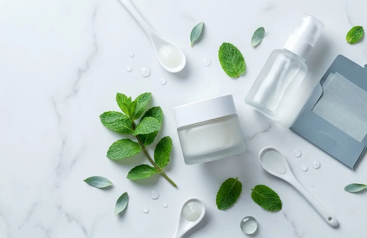 Viso con pelle lucida e oleosa nella zona T, prima e dopo una routine skincare opacizzante